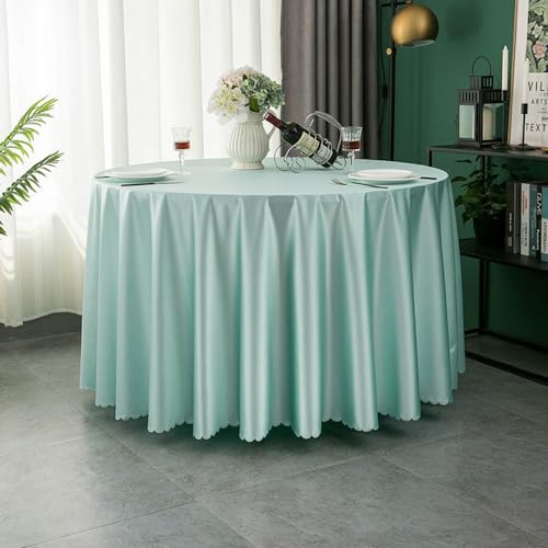 Abwaschbare runde Tischdecke, schmutzabweisend, Satin-Tischdecke für Küche, Garten und Restaurant, 300 cm, Hellgrün – langlebig und leicht zu reinigen von Generisch