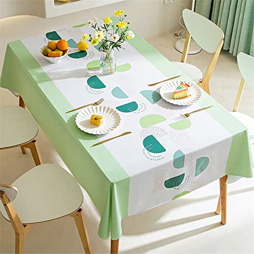 Abwischbare PVC-Tischdecke, rechteckig, Wachstuch, Abdeckung für Zuhause und Küche, wasserdicht, nordisches Geometrie-Design, grüner Kreis, 140 x 220 cm, perfekt für Partys und Picknicks Abwischbare PVC-Tischdecke, rechteckig, Wachstuch, Abdeckung für Zuhause und Küche, wasserdicht, nordisches Geometrie-Design, grüner Kreis, 140 x 220 cm, perfekt für Partys und Picknicks von Generisch