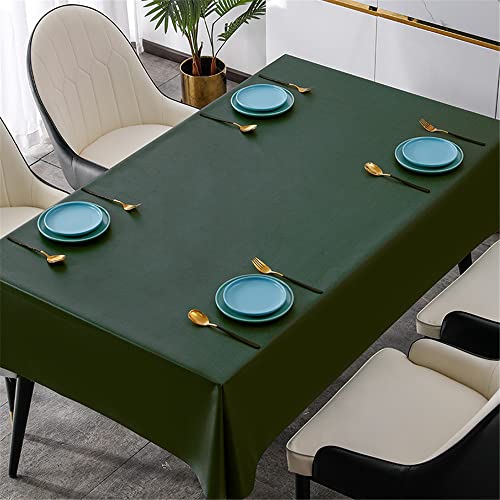 Abwischbare PVC-Tischdecke, rechteckig, wasserdicht, Wachstuch, Abdeckung für Zuhause und Küche, modern, einfarbig, dunkelgrün, nordischer Stil, perfekt für Partys und Picknicks (140 x 200 cm) von Generisch
