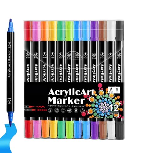 Acryl-Marker-Set, mehrfarbig, Doppelspitze, kreative Stoffmarker, Acryl-Marker für Steinmalerei, Holz, Leinwand, Stein, Glas, Keramik Acryl-Marker-Set, mehrfarbig, Doppelspitze, kreative Stoffmarker, Acryl-Marker für Steinmalerei, Holz, Leinwand, Stein, Glas, Keramik von Generisch