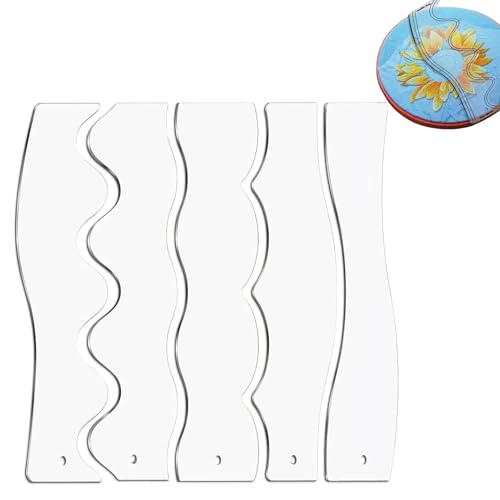 Acryl-Nählineal – Wellenkanten-Lineal, 5 Stück, präzise Acryl-Quilt-Vorlage, Wellenkanten-Quilten, tragbares Quiltwerkzeug-Set, Nähschablone für Handwerk, professionelle Verwendung von Generisch