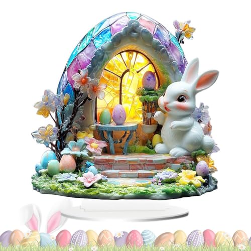 Acryl Osterfigur Statue - Osterhase Tischdekorationen | Tisch Ostern Cartoon Ei Figur, handgemaltes Dekorationswerkzeug für Schreibtisch, Tisch, Kamin, Bücherregal und Schrankzubehör Acryl Osterfigur Statue - Osterhase Tischdekorationen | Tisch Ostern Cartoon Ei Figur, handgemaltes Dekorationswerkzeug für Schreibtisch, Tisch, Kamin, Bücherregal und Schrankzubehör von Generisch