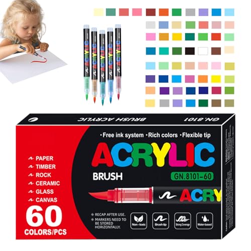 Acryl-Pinselmarker, mehrfarbiger Malstift, sonnenbeständige Acrylfarben-Marker, für Kunstprojekte, Zeichnen, Leinwand, Papier Acryl-Pinselmarker, mehrfarbiger Malstift, sonnenbeständige Acrylfarben-Marker, für Kunstprojekte, Zeichnen, Leinwand, Papier von Generisch