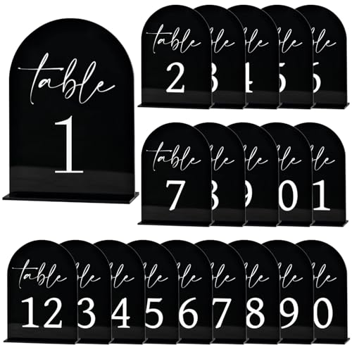 Acryl-Schilder, schwarz, mattiert, Tischnummern, Nummerierung, freistehend, 1-20, einseitig, elegante Dekoration für Veranstaltungen, Partys, Bankette, Empfang, 20 Stück Acryl-Schilder, schwarz, mattiert, Tischnummern, Nummerierung, freistehend, 1-20, einseitig, elegante Dekoration für Veranstaltungen, Partys, Bankette, Empfang, 20 Stück von Generisch