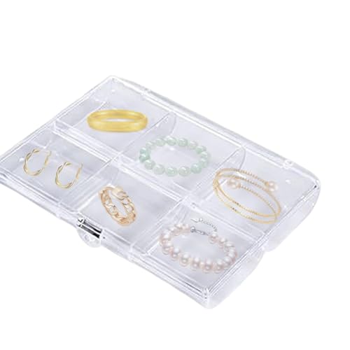 Acryl-Schmuck-Aufbewahrungsbox | Tragbare Reise-Schmuckschatulle, Schmuckkästchen, Organizer, Mehrzweck-Aufbewahrung, unabhängige Fächer für Ringe, Armbänder, Halsketten von Generisch