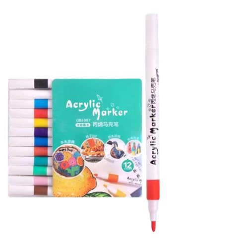 Acrylfarbe, Malstifte, 12 Farben, Acrylfarbstifte für Steinmalerei, Glas, Holz, Stoff, Metall, Keramik | feine Spitze Permanent-Marker für Bambus Acrylfarbe, Malstifte, 12 Farben, Acrylfarbstifte für Steinmalerei, Glas, Holz, Stoff, Metall, Keramik | feine Spitze Permanent-Marker für Bambus von Generisch