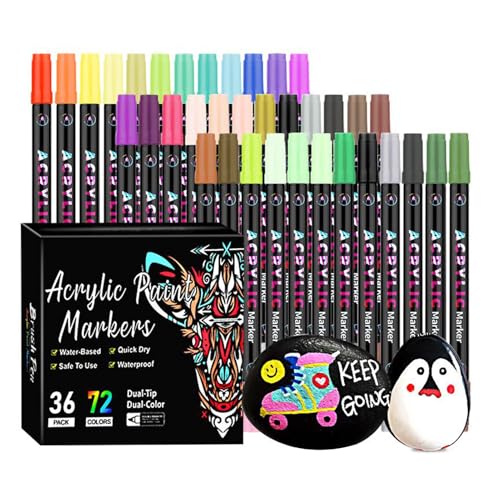 Acrylfarben-Marker, doppelseitige Stifte, Schreibbedarf-Set, vielseitige Kunstwerkzeuge, buntes Material, ideal für Büros, Zuhause, Schule, Projekte, Dekorationen, Preise, Belohnungen, 72 Farben von Generisch