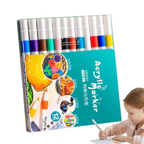 Acrylfarben-Marker – Aquarell-Pinselstifte, deckende Schichtfarben, Künstler-Marker-Set, schnell trocknende Malstifte, wasserfeste Farbstifte für Stein, Stoff, Handwerk, Kalligraphie, Leinwand von Generisch