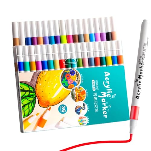Acrylfarben-Marker – Aquarell-Pinselstifte, deckende Schichtfarben, Künstler-Marker-Set, schnell trocknende Malstifte, wasserfeste Farbstifte für Stein, Stoff, Handwerk, Kalligraphie, Leinwand von Generisch
