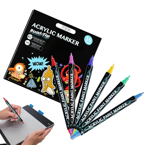 Acrylfarbenstifte - Lackmarkierungen | 36 Farben Zeichnen Kunstmarker | Handwerk professionelle Vorräte für Holz Canvas Steinglas Keramik Kalligraphie Metall Textile Fels Papier Stoff Kiesel von Generisch