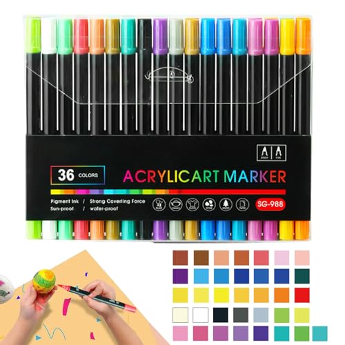 Acrylfarbstifte, Farbmarker, Doppelkopf-Malbuch-Marker, Schreibwaren-Kunstbedarf in 24/36 Farben, Zeichenmarker für Felsen, Glas, Ceram Acrylfarbstifte, Farbmarker, Doppelkopf-Malbuch-Marker, Schreibwaren-Kunstbedarf in 24/36 Farben, Zeichenmarker für Felsen, Glas, Ceram von Generisch