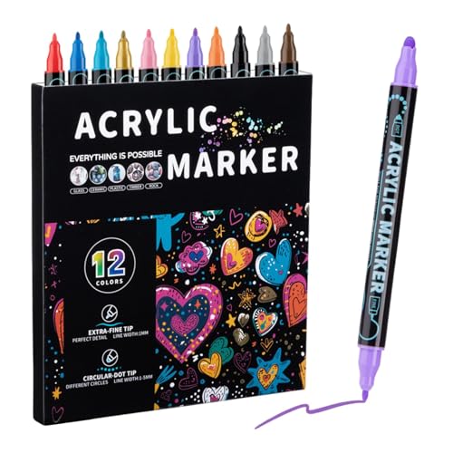 Acrylfarbstifte, doppelseitige Marker für Kinder und Erwachsene, Acrylfarben-Marker, Aquarellstifte und Farbmarker für Holz, Leinwand, Steinmalerei, Steinoberflächen, handgefertigte Bastelarbeiten Acrylfarbstifte, doppelseitige Marker für Kinder und Erwachsene, Acrylfarben-Marker, Aquarellstifte und Farbmarker für Holz, Leinwand, Steinmalerei, Steinoberflächen, handgefertigte Bastelarbeiten von Generisch
