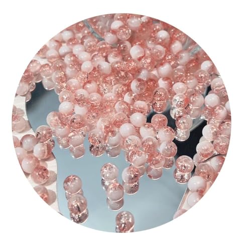 Acrylglasperlen, 8 mm, 10 mm, für Zubehör, Armbänder, Zifferblatt-Halsketten, handgefertigt, runde Glasperlen (8 mm - 50 Stück, rosa), 50/30 Stück von Generisch
