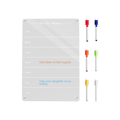 Acrylmagnetisch Whiteboard - Clear Trockenlöschetafel zur Dokumentation | Enthält 6 Markerstifte und Radiergummi für kreatives Schreiben, Erinnerungen, Organisationen und visuelle Planung Acrylmagnetisch Whiteboard - Clear Trockenlöschetafel zur Dokumentation | Enthält 6 Markerstifte und Radiergummi für kreatives Schreiben, Erinnerungen, Organisationen und visuelle Planung von Generisch