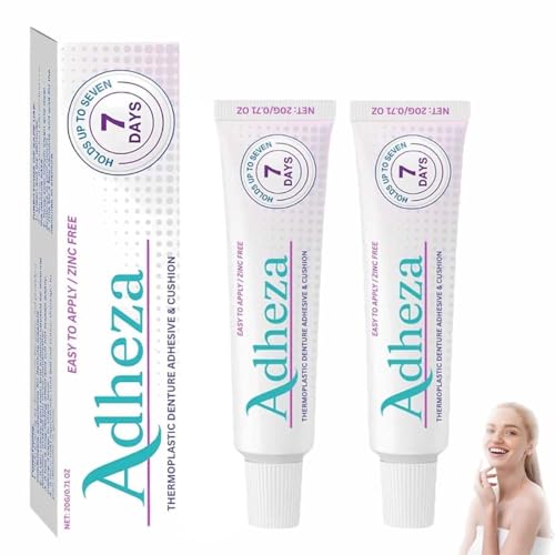 Adheza Dental Adhesive,Adheza Denture Fixative,Thermoplastic Denture Adhesive,Strong Hold Denture Adhesive Cream,For Secure Fit & All-Day Comfort – Long-Lasting,Dental Glue for Teeth Repair (2) von Generisch
