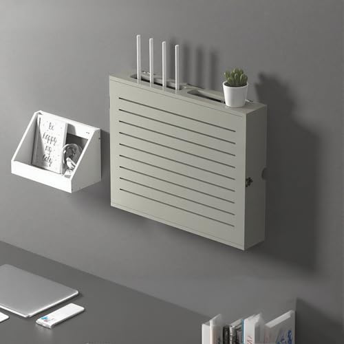 AdjustableRouter Aufbewahrungsbox zur Wandmontage, schwebender Medienschrank, grauer Organizer für Schlafzimmer und Wohnzimmer, 36 cm, versteckte Router-Regallösung AdjustableRouter Aufbewahrungsbox zur Wandmontage, schwebender Medienschrank, grauer Organizer für Schlafzimmer und Wohnzimmer, 36 cm, versteckte Router-Regallösung von Generisch