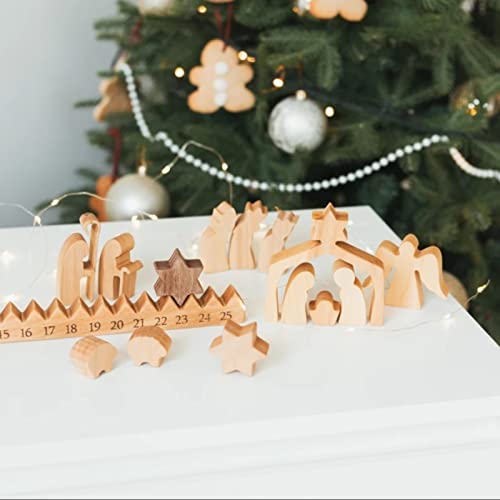 Adventskalender Holz Krippe 2023 Sets Weihnachten Puzzle Weihnachten Advent Holz Kalender Krippe Spielzeug Countdown Urlaubstag Krippe Holz Holzkalender Szene Krippe Sce Terminplaner Klein (B) von Generisch