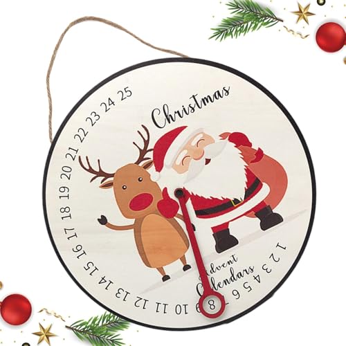 Adventskalender-Schild, Holz-Advents-Countdown-Kalender, Wandschild – Winterurlaubsszene, Requisiten, Baumhalterung, Countdown-Uhr für Klassenzimmer, Wohnzimmer von Generisch