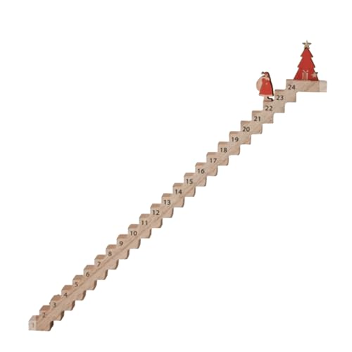 Adventskalender Weihnachten | Countdown Kalender Deko | Weihnachtsmann Treppensteigen Holzschild | Nostalgisches Weihnachtsschild Aus Holz Zur Tisch- & Raumdekoration von Generisch
