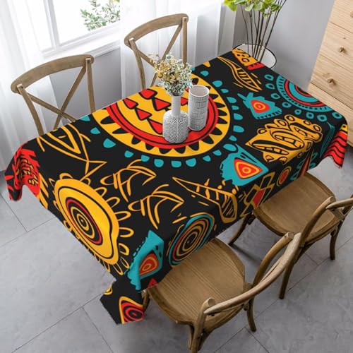 Afrikanische ethnische Tischdecke, rechteckig, 140 x 90 cm, indische Tischdecke für Esstisch, knitterfreie Tischdecke für Zuhause, Innen- und Außenbereich, Party-Dekoration von Generisch