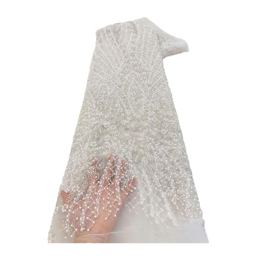 Afrikanische französische Pailletten, nigerianischer Tüll-Spitzenstoff, Brautschmuck, Hochzeit, Perlen, Spitzenstoffe, luxuriös von Generisch