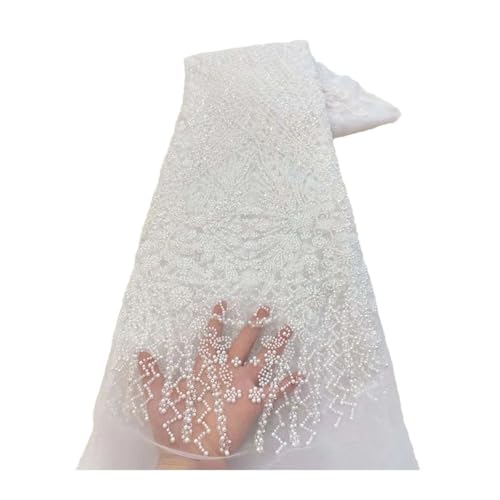 Afrikanische französische Pailletten, nigerianischer Tüll-Spitzenstoff, Brautschmuck, Hochzeit, Perlen, Spitzenstoffe, luxuriös von Generisch