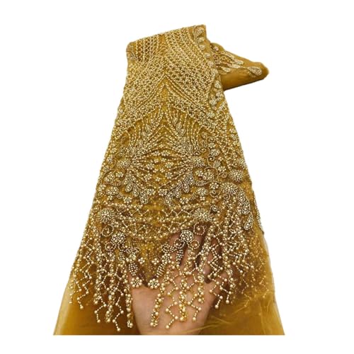 Afrikanische französische Pailletten, nigerianischer Tüll-Spitzenstoff, Brautschmuck, Hochzeit, Perlen, Spitzenstoffe, luxuriös von Generisch