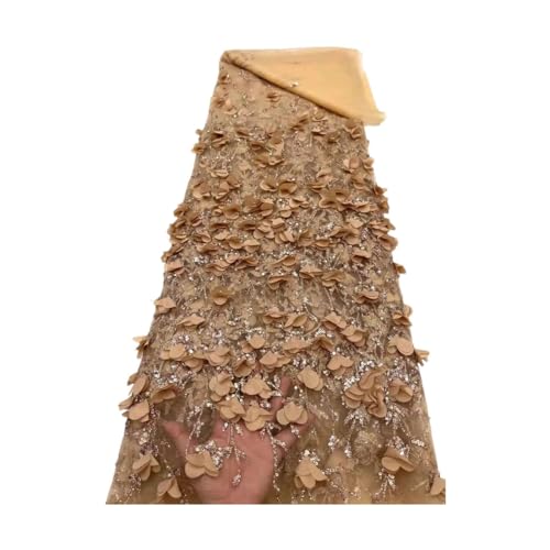 Afrikanischer 3D-Blumenstoff, 4,5 m, Kleber, Pailletten-Stickerei, nigerianischer Spitzenstoff für Hochzeit Afrikanischer 3D-Blumenstoff, 4,5 m, Kleber, Pailletten-Stickerei, nigerianischer Spitzenstoff für Hochzeit von Generisch