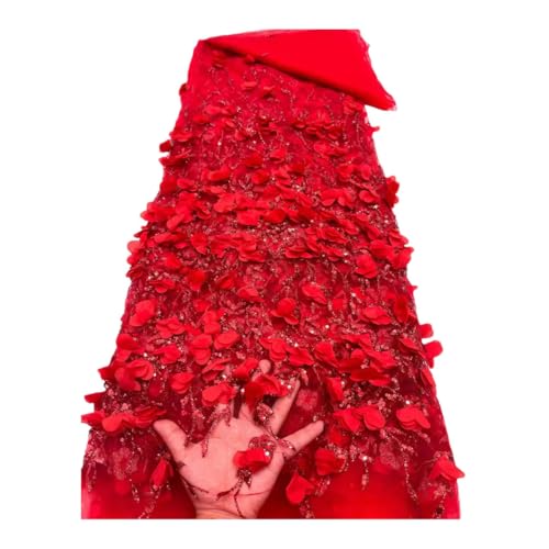 Afrikanischer 3D-Blumenstoff, 4,5 m, Kleber, Pailletten-Stickerei, nigerianischer Spitzenstoff für Hochzeit Afrikanischer 3D-Blumenstoff, 4,5 m, Kleber, Pailletten-Stickerei, nigerianischer Spitzenstoff für Hochzeit von Generisch