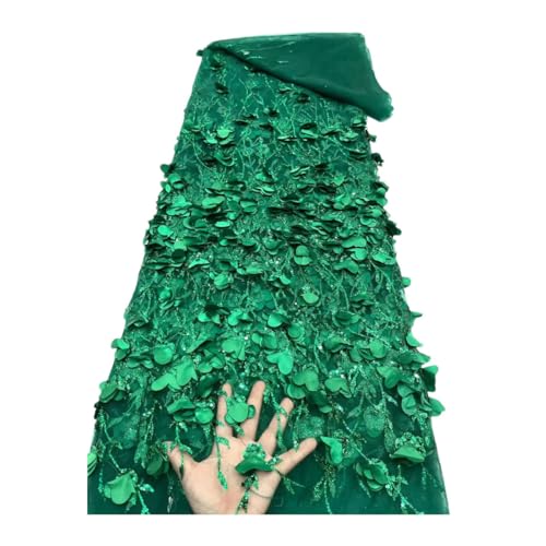 Afrikanischer 3D-Blumenstoff, 4,5 m, Kleber, Pailletten-Stickerei, nigerianischer Spitzenstoff für Hochzeit Afrikanischer 3D-Blumenstoff, 4,5 m, Kleber, Pailletten-Stickerei, nigerianischer Spitzenstoff für Hochzeit von Generisch