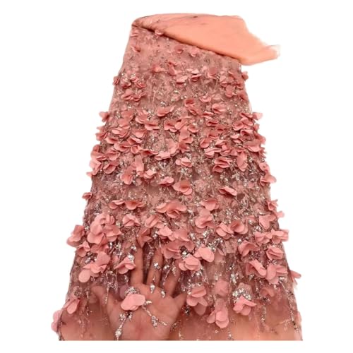 Afrikanischer 3D-Blumenstoff, 4,5 m, Kleber, Pailletten-Stickerei, nigerianischer Spitzenstoff für Hochzeit Afrikanischer 3D-Blumenstoff, 4,5 m, Kleber, Pailletten-Stickerei, nigerianischer Spitzenstoff für Hochzeit von Generisch