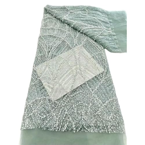 Afrikanischer Perlen-Pailletten-Spitzenstoff – bestickter französischer Tüll, nigerianische Spitze für Hochzeiten, Handwerk & Modedesign, dekoratives Material Afrikanischer Perlen-Pailletten-Spitzenstoff – bestickter französischer Tüll, nigerianische Spitze für Hochzeiten, Handwerk & Modedesign, dekoratives Material von Generisch