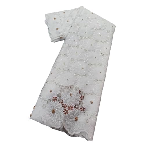 Afrikanischer Spitzenstoff, 100 % Baumwolle, Schweizer Voile-Spitze mit Perlen, nigerianischer Tüll, Pailletten, beliebter Dubai-Stil Afrikanischer Spitzenstoff, 100 % Baumwolle, Schweizer Voile-Spitze mit Perlen, nigerianischer Tüll, Pailletten, beliebter Dubai-Stil von Generisch