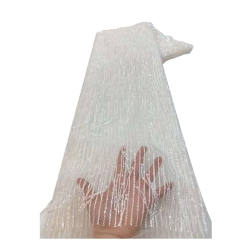 Afrikanischer Spitzenstoff, Pailletten, nigerianische Hochzeit, Spitzenmaterial, Luxusstoffe zum Nähen, 4,5 m Afrikanischer Spitzenstoff, Pailletten, nigerianische Hochzeit, Spitzenmaterial, Luxusstoffe zum Nähen, 4,5 m von Generisch
