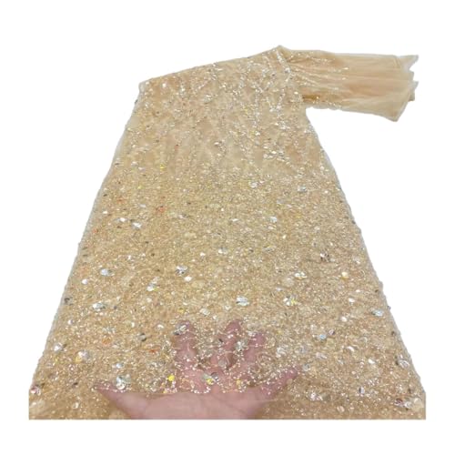 Afrikanischer Spitzenstoff, französische Perlen, nigerianische Pailletten, Stickerei, Netz, Spitzenstoffe für Brautkleid Afrikanischer Spitzenstoff, französische Perlen, nigerianische Pailletten, Stickerei, Netz, Spitzenstoffe für Brautkleid von Generisch