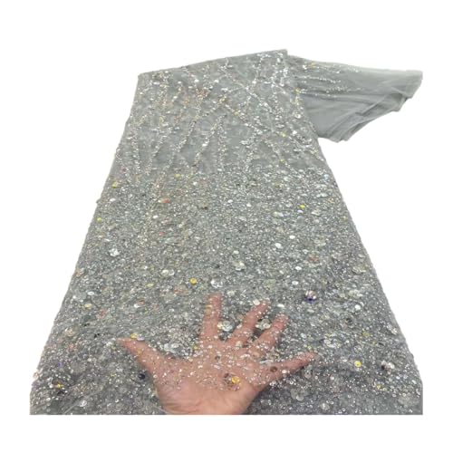 Afrikanischer Spitzenstoff, französische Perlen, nigerianische Pailletten, Stickerei, Netz, Spitzenstoffe für Brautkleid Afrikanischer Spitzenstoff, französische Perlen, nigerianische Pailletten, Stickerei, Netz, Spitzenstoffe für Brautkleid von Generisch