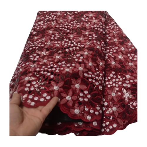 Afrikanischer handgeschnittener Organza-Spitzenstoff mit Pailletten-Stickerei und Perlen für Partykleid Afrikanischer handgeschnittener Organza-Spitzenstoff mit Pailletten-Stickerei und Perlen für Partykleid von Generisch