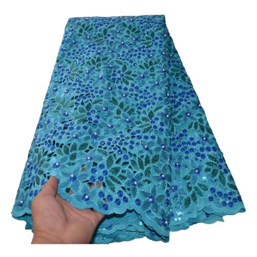 Afrikanischer handgeschnittener Organza-Spitzenstoff mit Pailletten-Stickerei und Perlen für Partykleid Afrikanischer handgeschnittener Organza-Spitzenstoff mit Pailletten-Stickerei und Perlen für Partykleid von Generisch