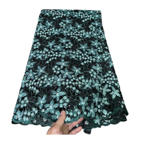 Afrikanischer nigerianischer Guisolid-Stickerei-Organza-Tüll-Spitzenstoff, Partykleid, Kleid, Pailletten, Hochzeit von Generisch