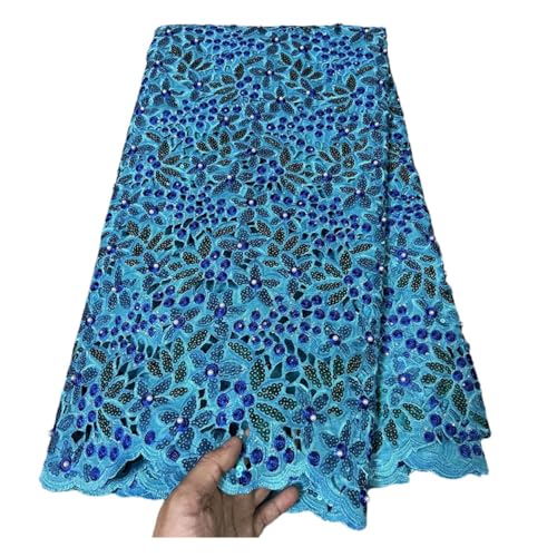 Afrikanischer nigerianischer Guisolid-Stickerei-Organza-Tüll-Spitzenstoff, Partykleid, Kleid, Pailletten, Hochzeit von Generisch
