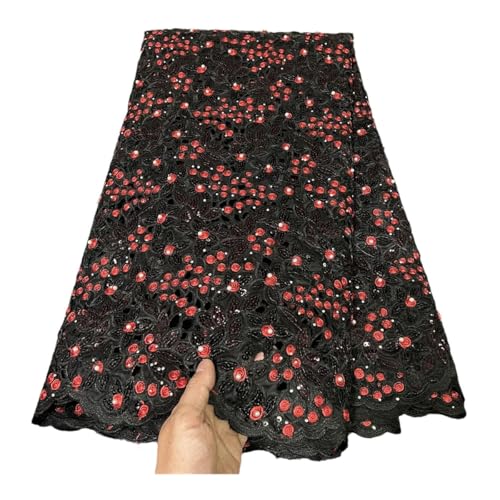 Afrikanischer nigerianischer Guisolid-Stickerei-Organza-Tüll-Spitzenstoff, Partykleid, Kleid, Pailletten, Hochzeit von Generisch