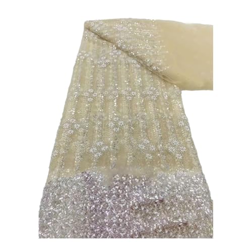 Afrikanisches Netz, Tüll, Pailletten, Schnürsenkel, Stoff, 4,5 m, französische Perlen, Stickerei-Schnürsenkel für Kleid Afrikanisches Netz, Tüll, Pailletten, Schnürsenkel, Stoff, 4,5 m, französische Perlen, Stickerei-Schnürsenkel für Kleid von Generisch