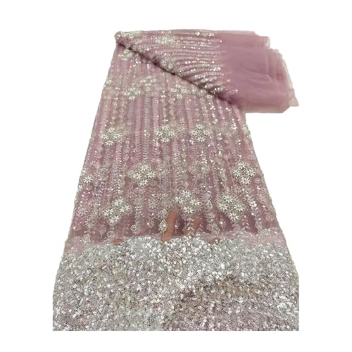 Afrikanisches Netz, Tüll, Pailletten, Schnürsenkel, Stoff, 4,5 m, französische Perlen, Stickerei-Schnürsenkel für Kleid Afrikanisches Netz, Tüll, Pailletten, Schnürsenkel, Stoff, 4,5 m, französische Perlen, Stickerei-Schnürsenkel für Kleid von Generisch