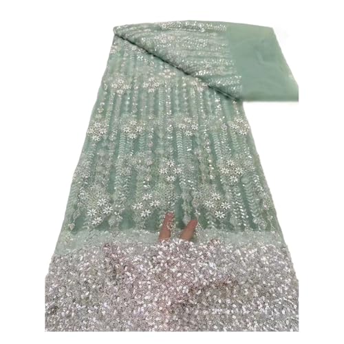 Afrikanisches Netz, Tüll, Pailletten, Schnürsenkel, Stoff, 4,5 m, französische Perlen, Stickerei-Schnürsenkel für Kleid Afrikanisches Netz, Tüll, Pailletten, Schnürsenkel, Stoff, 4,5 m, französische Perlen, Stickerei-Schnürsenkel für Kleid von Generisch