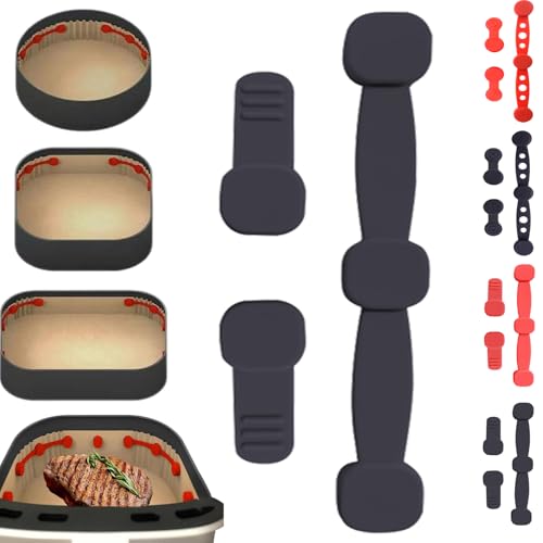 Air Fryer Magnet Silicone Buckle, Air Fryer Magnetic Buckle for Parchment Paper Magnets For Parchment Paper, Lock Disposable Liners Safely (1pcs,Black Square) von Generisch