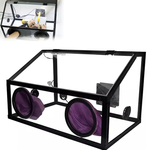 Airbrush-Sprühkabine zum Gravieren, Schneiden, Bohren, Polieren - Vollständig geschlossenes Acryl mit LED-Leuchten und Ventilatoren, Doppel-Port-Design, Schleiftisch-Polierer, Staubschutz von Generisch