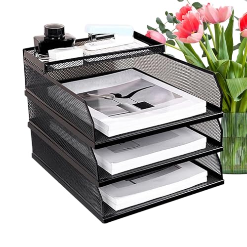 Aktenhalter, Papier-Organizer, Briefablage, Netzstoff, mehrstöckig, stapelbar, Bürobedarf für A4-Größe, Zuhause und Tisch von Generisch