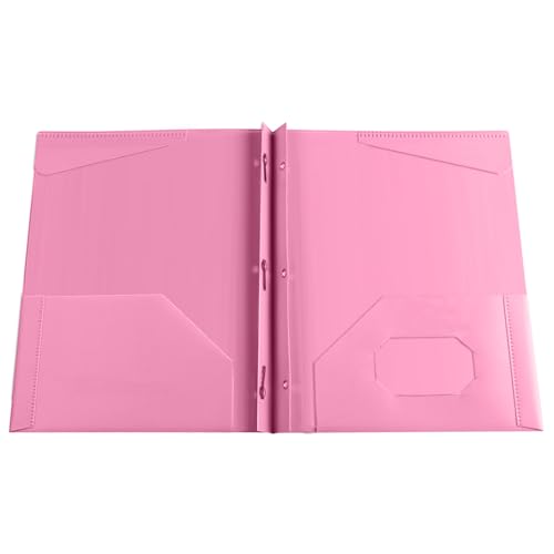 Aktenordner mit zwei Fächern, Dreifach-Locher mit Zinkenverschlüssen, farbige Plastikordner mit Fächern, Poly-Ordner für Schule und Büro, robuste, robuste Aktenordner (Pink) von Generisch