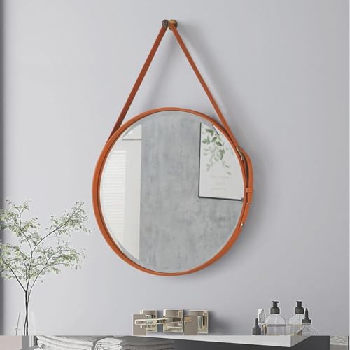 Akzentspiegel, HD-Glas mit verstellbarem Lederband, Metallrahmen-Dekor für Zuhause und Schminktisch von Generisch