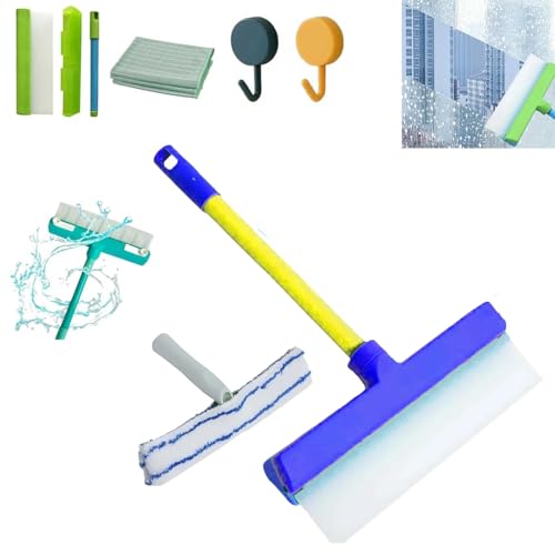 Alisanda Fensterabzieher aus recycelbarem Silikon, Fensterreinigungsset, Glasreinigungswerkzeuge mit Silikonabzieher und Mikrofaser-Schrubber, 3-in-1-Fensterreinigungsschaber für Glas, Spiegel, Tür von Generisch